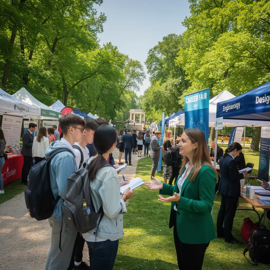 Uczniowie biorący udział w programie stypendialnym na tle pięknych krajobrazów Polski.